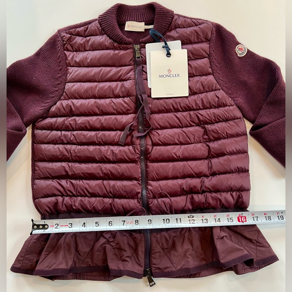 Moncler Burgundy Lightweight Puffer Cardigan Size Small - Picture 9 of 11